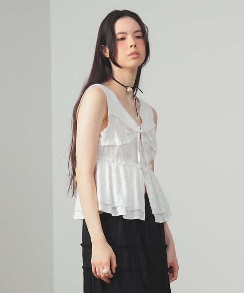 Ray BEAMS（レイビームス）の「レース ペプラム ノースリーブ ブラウス（シャツ/ブラウス・レディース・ホワイト/ブラック・0/1）」の7枚目の写真