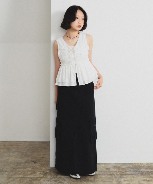 Ray BEAMS（レイビームス）の「レース ペプラム ノースリーブ ブラウス（シャツ/ブラウス・レディース・ホワイト/ブラック・0/1）」の22枚目の写真