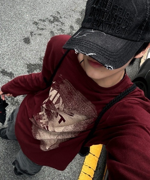 COSYHARU（コシハル）の「ヴィンテージスクラッチデニムボールキャップ（キャップ・メンズ・ブラック・FREE）」の8枚目の写真