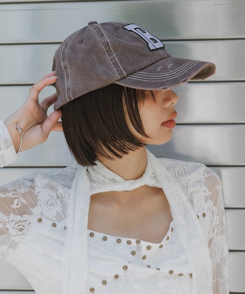 BLANK (ブランク)の「VINTAGE LIKE 「B」LOGO CAP / ヴィンテージライク「B」ロゴキャップ(キャップ・レディース・ブラック/グレー/ブルー/レッド/ベージュ・FREE)」の15枚目の写真