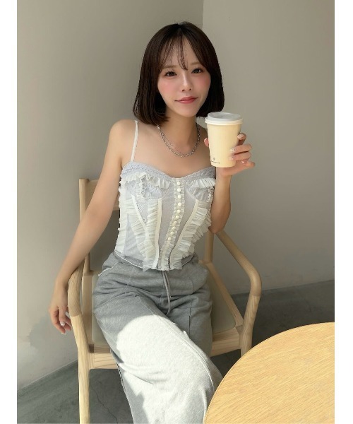 ミックスシアーコルセットキャミソール（キャミソール）｜Darich