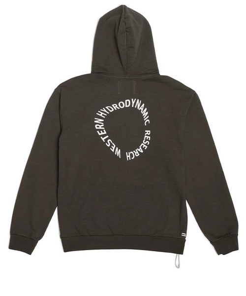 [Western Hydrodynamic Research] CIRCLE HOODIE — black print, brando logo, foddy parker