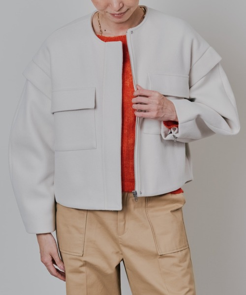 TEVALT（ヴァレット）の「2WAY配色カラーCPOジャケット（ミリタリージャケット・レディース・ダークネイビー/チャコールグレー/オフホワイト・38）」の2枚目の写真