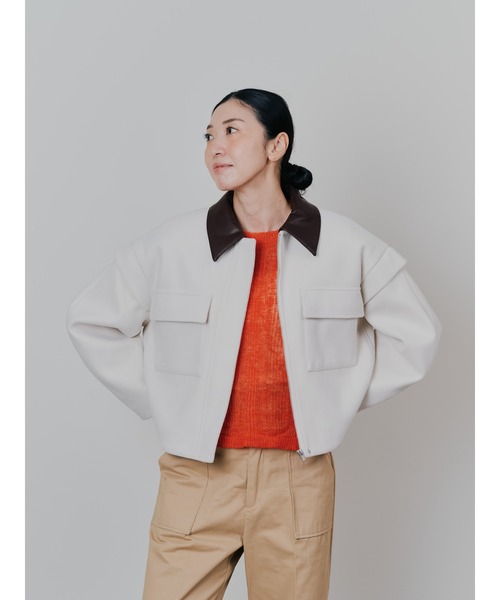 TEVALT（ヴァレット）の「2WAY配色カラーCPOジャケット（ミリタリージャケット・レディース・ダークネイビー/チャコールグレー/オフホワイト・38）」の9枚目の写真