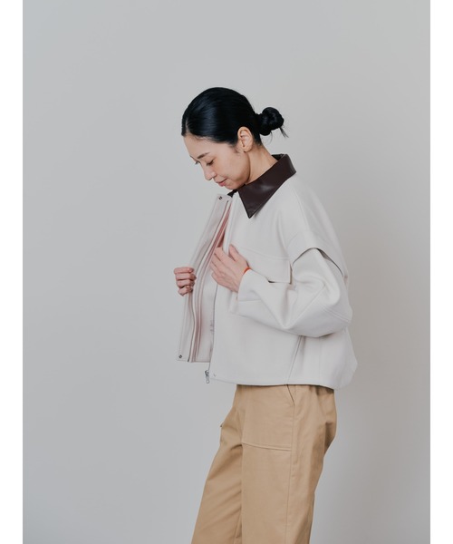 TEVALT（ヴァレット）の「2WAY配色カラーCPOジャケット（ミリタリージャケット・レディース・ダークネイビー/チャコールグレー/オフホワイト・38）」の12枚目の写真