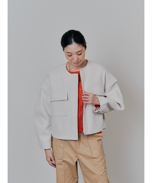 TEVALT（ヴァレット）の「2WAY配色カラーCPOジャケット（ミリタリージャケット・レディース・ダークネイビー/チャコールグレー/オフホワイト・38）」の8枚目の写真