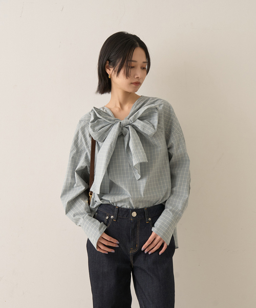 Rouge vif(ルージュヴィフ)の「コットンチェックリボンブラウス(シャツ/ブラウス・レディース・グリーン系その他/ホワイト系その他・フリー)」の20枚目の写真