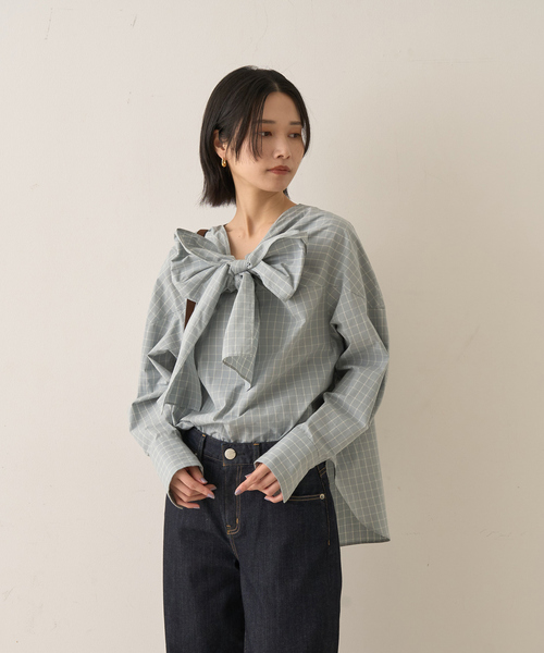 Rouge vif(ルージュヴィフ)の「コットンチェックリボンブラウス(シャツ/ブラウス・レディース・グリーン系その他/ホワイト系その他・フリー)」の22枚目の写真
