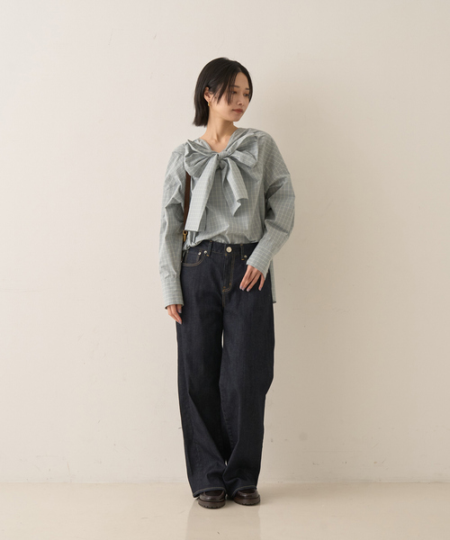 Rouge vif(ルージュヴィフ)の「コットンチェックリボンブラウス(シャツ/ブラウス・レディース・グリーン系その他/ホワイト系その他・フリー)」の18枚目の写真