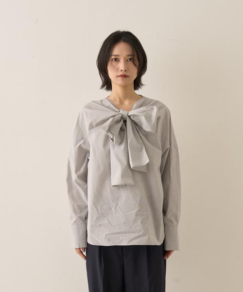 Rouge vif(ルージュヴィフ)の「コットンチェックリボンブラウス(シャツ/ブラウス・レディース・グリーン系その他/ホワイト系その他・フリー)」の9枚目の写真