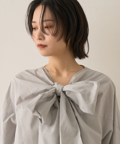 Rouge vif(ルージュヴィフ)の「コットンチェックリボンブラウス(シャツ/ブラウス・レディース・グリーン系その他/ホワイト系その他・フリー)」の13枚目の写真