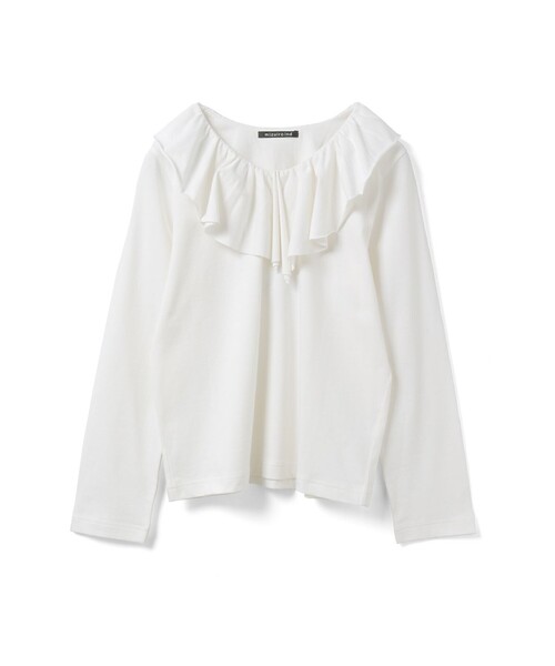 mizuiroind(ミズイロインド)の「mizuiro ind フリルカラーロングスリーブプルオーバー(Tシャツ/カットソー・レディース・チャコールグレー/オフホワイト/グリーン/ブラック・FREE)」の2枚目の写真