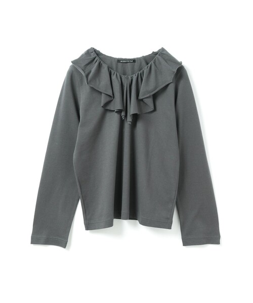 mizuiroind(ミズイロインド)の「mizuiro ind フリルカラーロングスリーブプルオーバー(Tシャツ/カットソー・レディース・チャコールグレー/オフホワイト/グリーン/ブラック・FREE)」の1枚目の写真