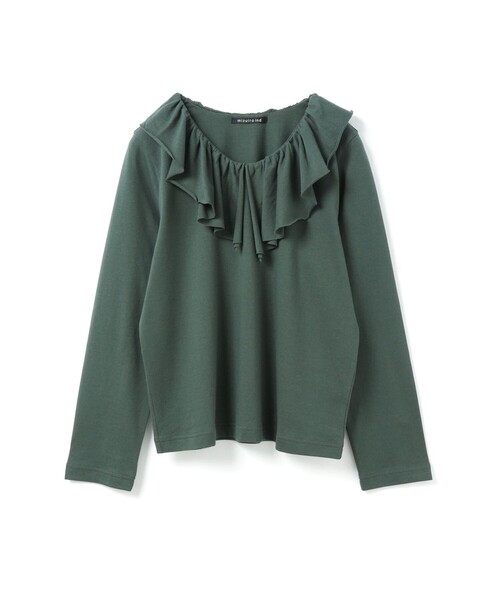 mizuiroind(ミズイロインド)の「mizuiro ind フリルカラーロングスリーブプルオーバー(Tシャツ/カットソー・レディース・チャコールグレー/オフホワイト/グリーン/ブラック・FREE)」の4枚目の写真