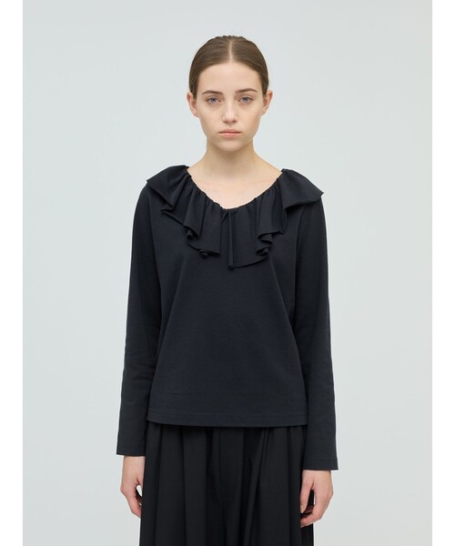 mizuiroind(ミズイロインド)の「mizuiro ind フリルカラーロングスリーブプルオーバー(Tシャツ/カットソー・レディース・チャコールグレー/オフホワイト/グリーン/ブラック・FREE)」の3枚目の写真