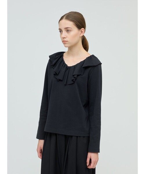 mizuiroind(ミズイロインド)の「mizuiro ind フリルカラーロングスリーブプルオーバー(Tシャツ/カットソー・レディース・チャコールグレー/オフホワイト/グリーン/ブラック・FREE)」の10枚目の写真