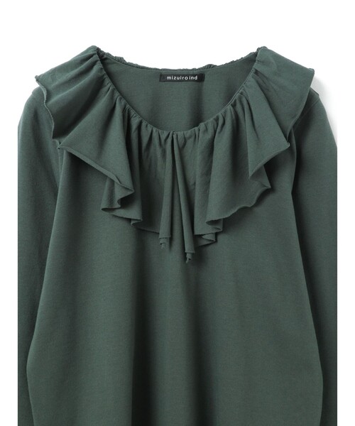 mizuiroind(ミズイロインド)の「mizuiro ind フリルカラーロングスリーブプルオーバー(Tシャツ/カットソー・レディース・チャコールグレー/オフホワイト/グリーン/ブラック・FREE)」の17枚目の写真