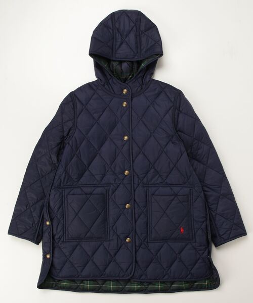 POLO ラルフローレン　リバーシブル　コート チェック柄 セール】チェック キルテッド リバーシブル フーデッド ジャケット