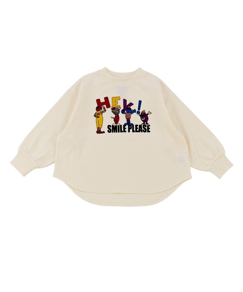 Ocean&Ground（オーシャン&グラウンド）の「SMILE PLEASEプリントＴシャツ（Tシャツ/カットソー・キッズ・オリーブ/ブラック/キナリ・100/120/110/95/90/80/140/130）」の2枚目の写真