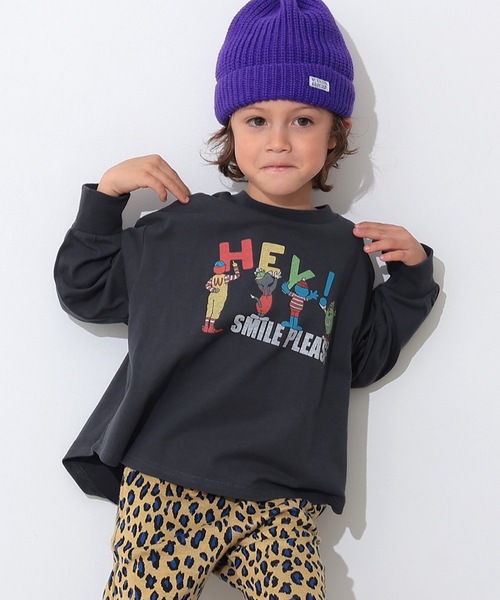 Ocean&Ground（オーシャン&グラウンド）の「SMILE PLEASEプリントＴシャツ（Tシャツ/カットソー・キッズ・オリーブ/ブラック/キナリ・100/120/110/95/90/80/140/130）」の5枚目の写真