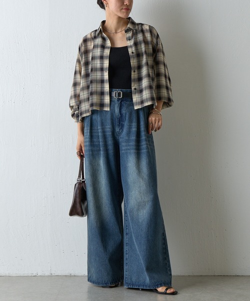 COLONY 2139(コロニートゥーワンスリーナイン)の「シアーボイルチェッククロップドシャツ(シャツ/ブラウス・レディース・ブラック/ブラウン・FREE)」の7枚目の写真