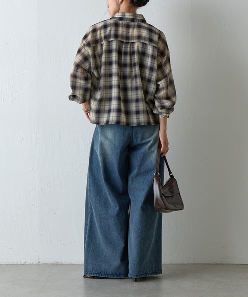 COLONY 2139(コロニートゥーワンスリーナイン)の「シアーボイルチェッククロップドシャツ(シャツ/ブラウス・レディース・ブラック/ブラウン・FREE)」の9枚目の写真