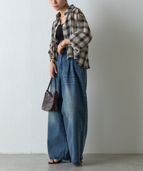 COLONY 2139(コロニートゥーワンスリーナイン)の「シアーボイルチェッククロップドシャツ(シャツ/ブラウス・レディース・ブラック/ブラウン・FREE)」の8枚目の写真