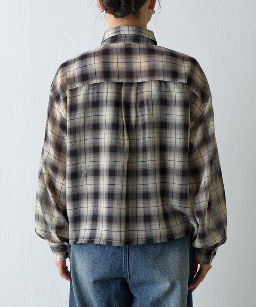 COLONY 2139(コロニートゥーワンスリーナイン)の「シアーボイルチェッククロップドシャツ(シャツ/ブラウス・レディース・ブラック/ブラウン・FREE)」の13枚目の写真