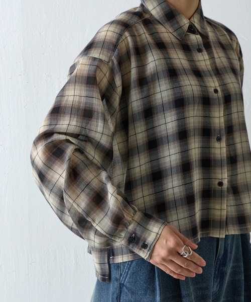 COLONY 2139(コロニートゥーワンスリーナイン)の「シアーボイルチェッククロップドシャツ(シャツ/ブラウス・レディース・ブラック/ブラウン・FREE)」の18枚目の写真