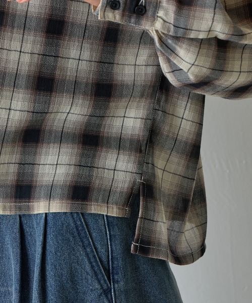 COLONY 2139(コロニートゥーワンスリーナイン)の「シアーボイルチェッククロップドシャツ(シャツ/ブラウス・レディース・ブラック/ブラウン・FREE)」の20枚目の写真