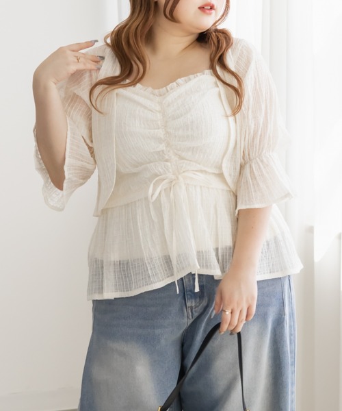 CLETTE（クレット）の「CLETTEオリジナルシャーリングキャミソール＆ボレロセット（その他トップス・レディース・グレー/ブラック/アイボリー・4L/3L/LL）」の3枚目の写真