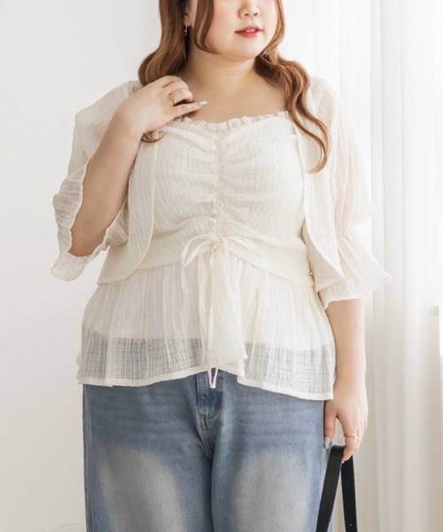 CLETTE（クレット）の「CLETTEオリジナルシャーリングキャミソール＆ボレロセット（その他トップス・レディース・グレー/ブラック/アイボリー・4L/3L/LL）」の6枚目の写真