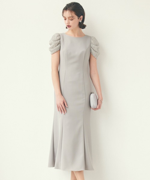 AIMER(エメ)の「ラメニットベスト×ソフトマーメイド袖付きワンピース 2点セットパーティードレス 結婚式 お呼ばれ ドレス 20代 30代 40代(ドレス・レディース・ブラック/ライトグレー・MEDIUM)」の20枚目の写真
