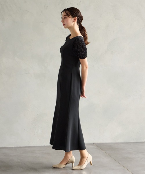 AIMER(エメ)の「ラメニットベスト×ソフトマーメイド袖付きワンピース 2点セットパーティードレス 結婚式 お呼ばれ ドレス 20代 30代 40代(ドレス・レディース・ブラック/ライトグレー・MEDIUM)」の11枚目の写真