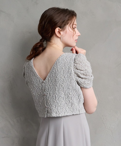 AIMER(エメ)の「ラメニットベスト×ソフトマーメイド袖付きワンピース 2点セットパーティードレス 結婚式 お呼ばれ ドレス 20代 30代 40代(ドレス・レディース・ブラック/ライトグレー・MEDIUM)」の5枚目の写真