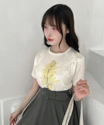 an another angelus | 【Made in Japan】ラインフラワープリントTシャツ(Tシャツ/カットソー)
