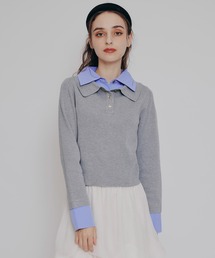 REDYAZEL | ダブルカラーポロニットトップス(ニット/セーター)