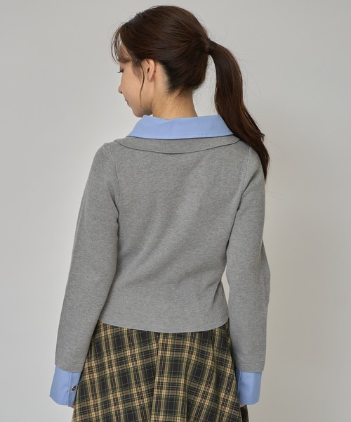 REDYAZEL（レディアゼル）の「ダブルカラーポロニットトップス（ニット/セーター・レディース・ブラウン/レッド/ベージュ/ブラック/ボルドー/ライトグレー・FREE）」の14枚目の写真