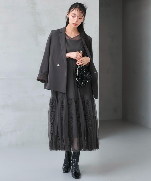 オケージョンドレス 結婚式 ストレッチ ｜ ジャケット ＆ チュール