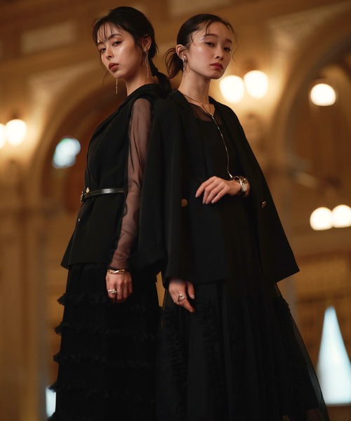 オケージョンドレス 結婚式 ストレッチ ｜ ジャケット ＆ チュール