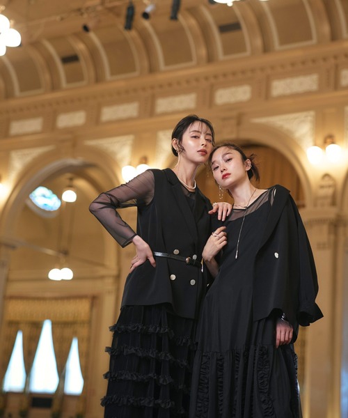 オケージョンドレス 結婚式 ストレッチ ｜ ジャケット ＆ チュール