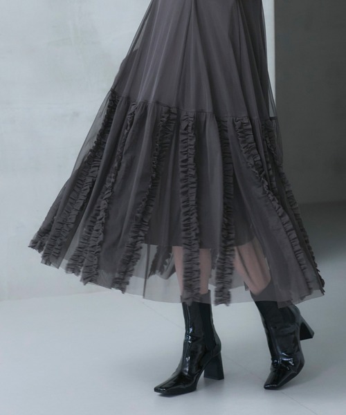 RUIRUE BOUTIQUE(ルイルエブティック)の「オケージョンドレス 結婚式 ストレッチ | ジャケット & チュール フリル ワンピース セット | 二次会 披露宴 美脚 ワンピース オケージョン お呼ばれ パーティードレス(ドレス・レディース・ブラック/ブルーグレー/チャコール・S/M/L/LL)」の11枚目の写真