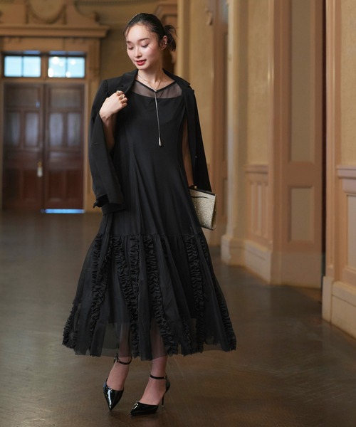 オケージョンドレス 結婚式 ストレッチ ｜ ジャケット ＆ チュール