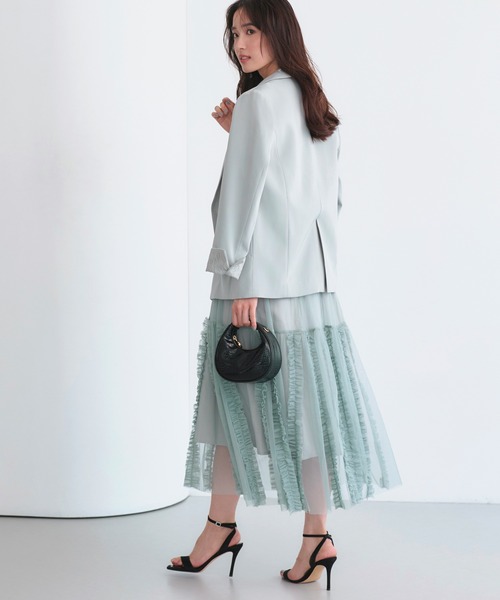 RUIRUE BOUTIQUE(ルイルエブティック)の「オケージョンドレス 結婚式 ストレッチ | ジャケット & チュール フリル ワンピース セット | 二次会 披露宴 美脚 ワンピース オケージョン お呼ばれ パーティードレス(ドレス・レディース・ブラック/ブルーグレー/チャコール・S/M/L/LL)」の16枚目の写真