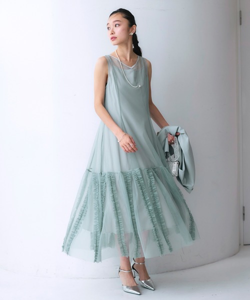 オケージョンドレス 結婚式 ストレッチ ｜ ジャケット ＆ チュール