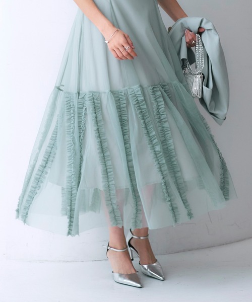 オケージョンドレス 結婚式 ストレッチ ｜ ジャケット ＆ チュール