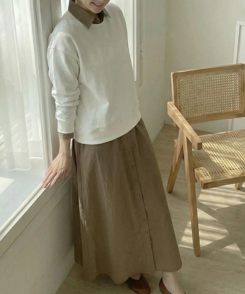 cammie(キャミー)の「Aラインロングシャツワンピース(ワンピース・レディース・ブラック/カーキ/ブラウン・L/M)」の6枚目の写真