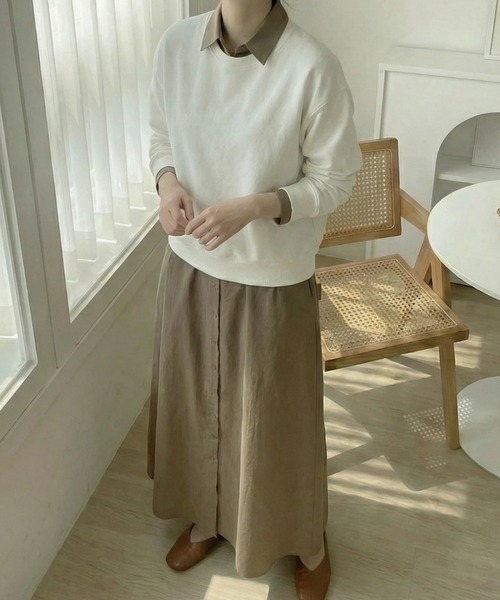 cammie(キャミー)の「Aラインロングシャツワンピース(ワンピース・レディース・ブラック/カーキ/ブラウン・L/M)」の4枚目の写真