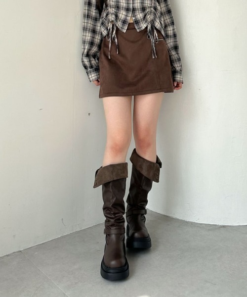 archives（アルシーヴ）の「スウェード台形ミニスカート（スカート・レディース・ブラウン/キャメル・MEDIUM）」の3枚目の写真