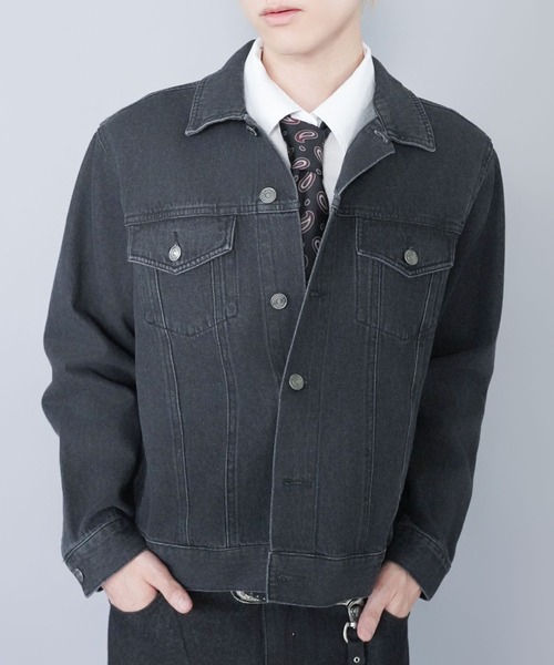 SPINNS（スピンズ）の「【セットアップ対応】短丈デニムジャケット/3rdタイプ/Gジャン/ユニセックス（デニムジャケット・メンズ・ブラック/ネイビー/ワンウォッシュ・ONESIZE）」の2枚目の写真